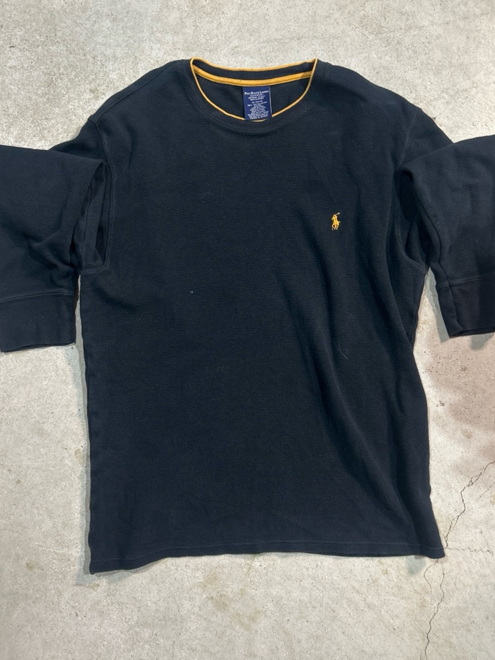 Polo by Ralph Lauren Black Long-Sleeve Crewneck with Yellow Trim